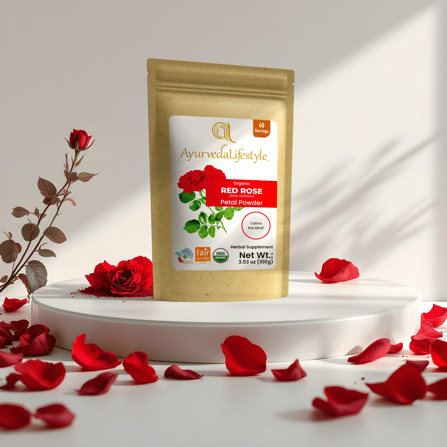 Organic RED ROSE Petals Powder
