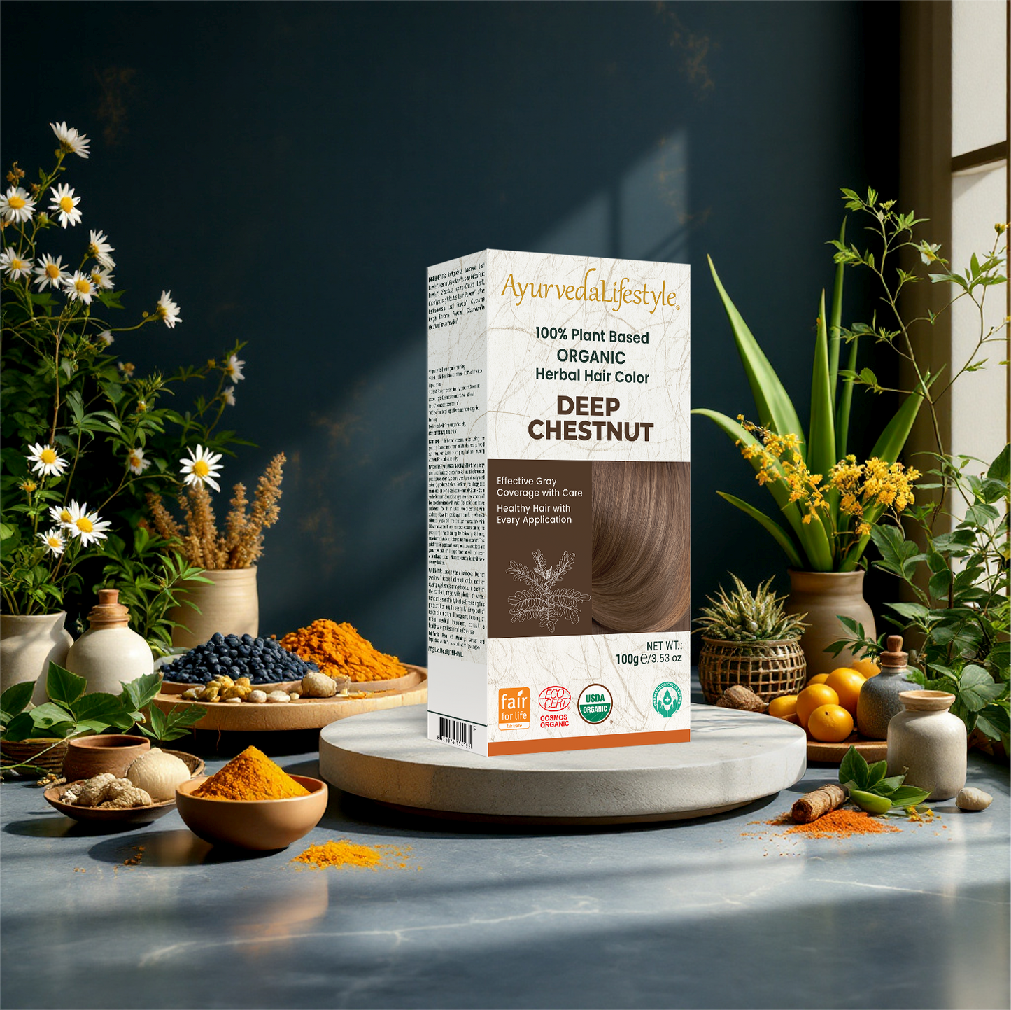 Organic Hair Color - DEEP CHESTNUT